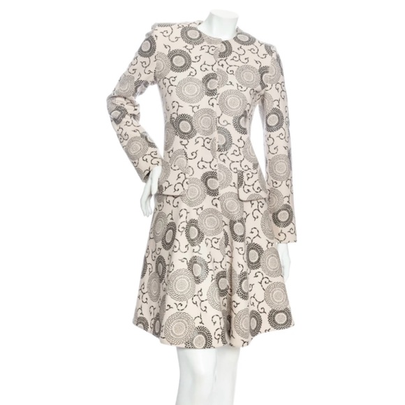 Etro Cream and Black Floral Print Swing Coat Fall2012